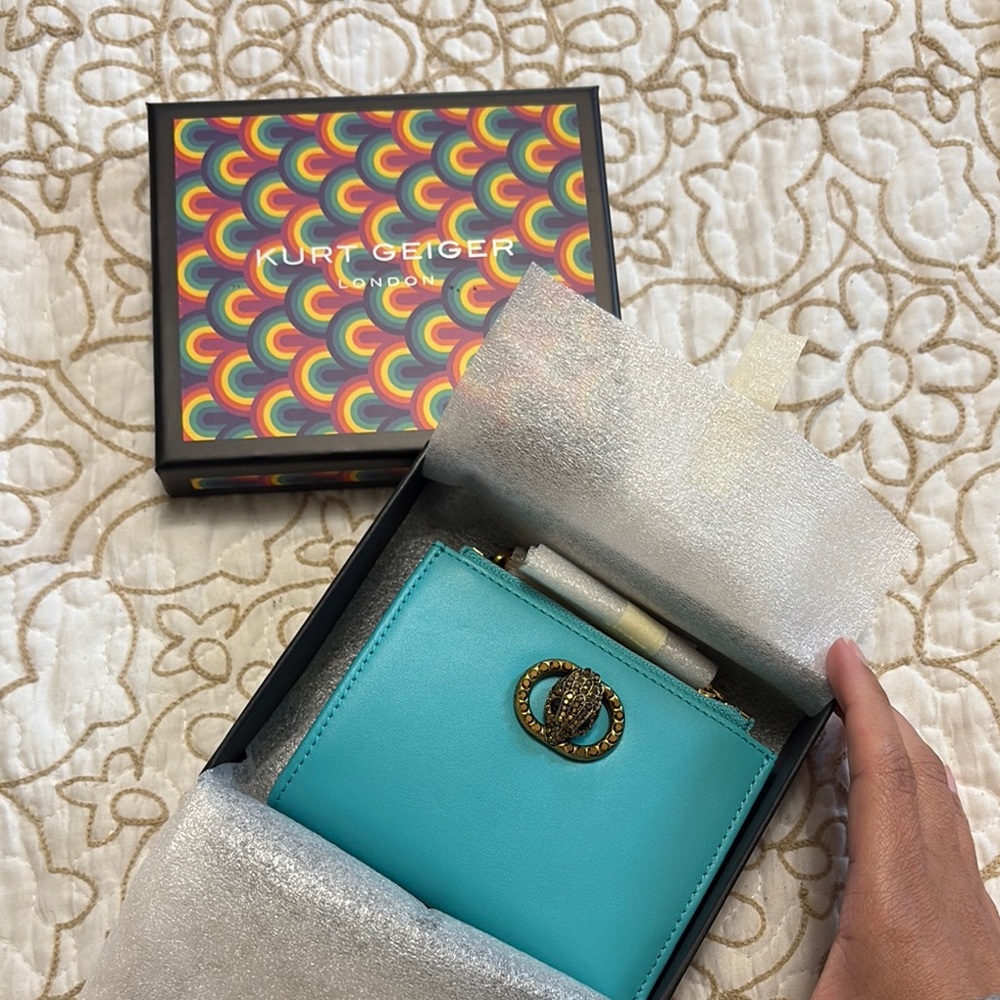 Kurt Geiger Aqua Wallet with Gold Detail